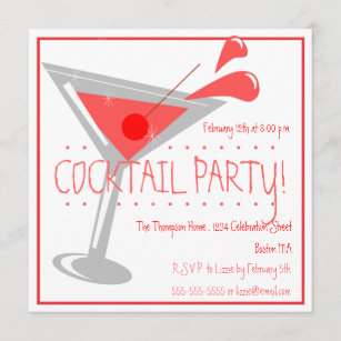 Red Martini Cocktail Party Invitation