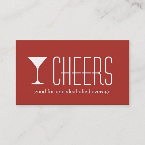 Red martini corporate logo event drink ticket