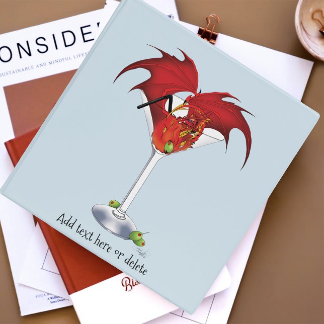 Red Martini Dragon Cocktail Fantasy Illustration 3 Ring Binder (Creator Uploaded)