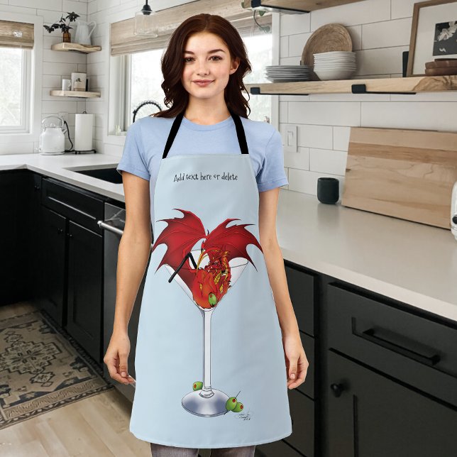 Red Martini Dragon Cocktail Fantasy Illustration Apron (Creator Uploaded)