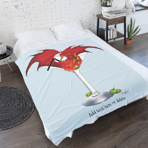 Red Martini Dragon Cocktail Fantasy Illustration Fleece Blanket