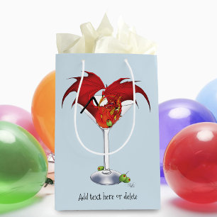 Red Martini Dragon Cocktail Fantasy Illustration Medium Gift Bag