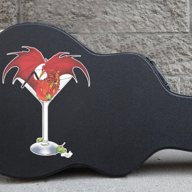 Red Martini Dragon Cocktail Fantasy Illustration Sticker (Creator Uploaded)