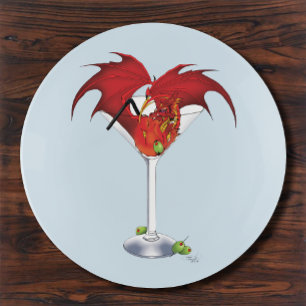 Red Martini Dragon Cocktail Fantasy Illustration Trinket Tray