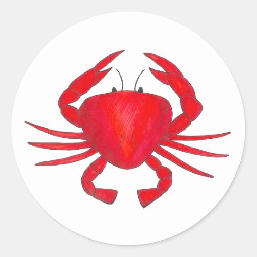 Red Maryland Crab Crabby Seafood Beach Stickers