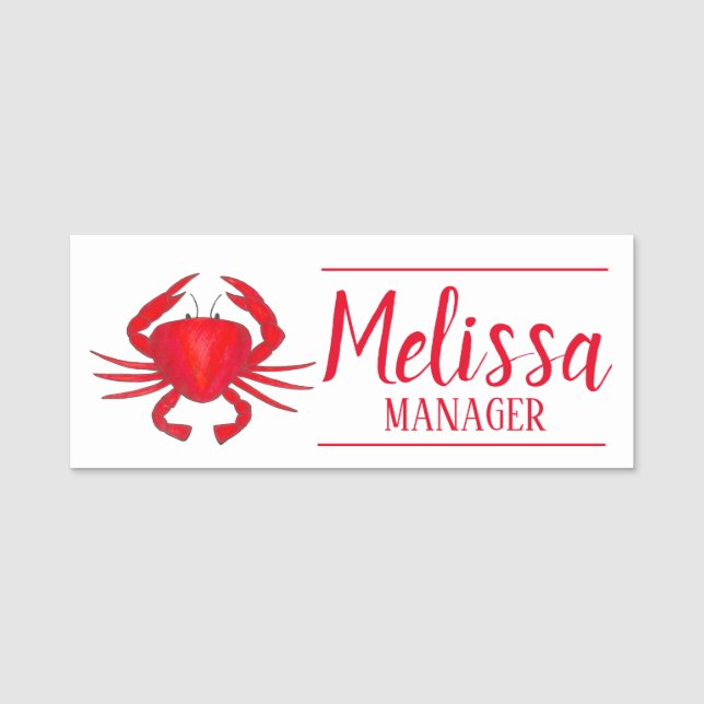 Red Maryland Crab Seafood Shack Restaurant Name Tag (Front)