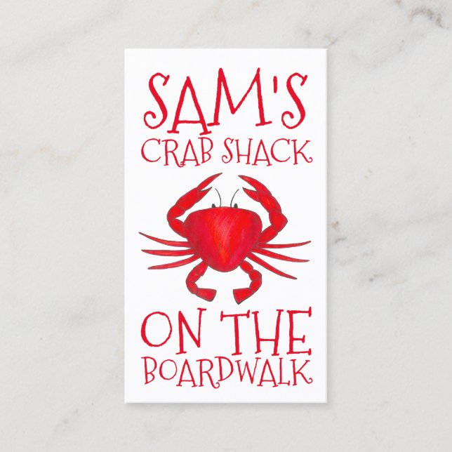 Red Maryland Crab Shack Crabs Beach Food Ocean Business Card (Front)