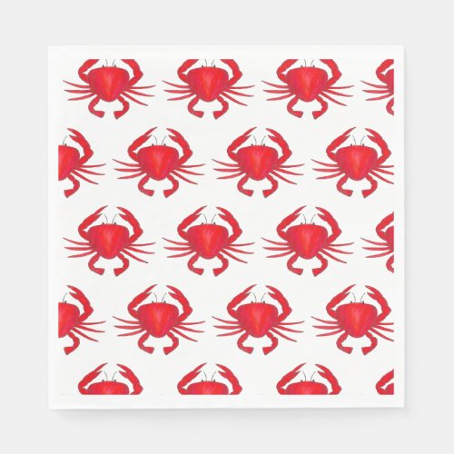 Red Maryland Hard Shell Crab Beach Ocean Seafood Napkins