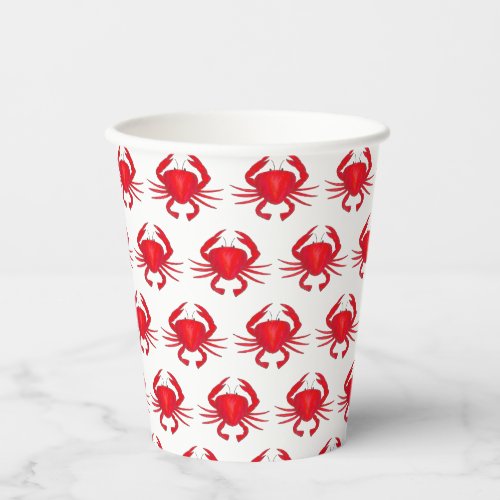 Red Maryland Hard Shell Crab Beach Ocean Seafood Paper Cups