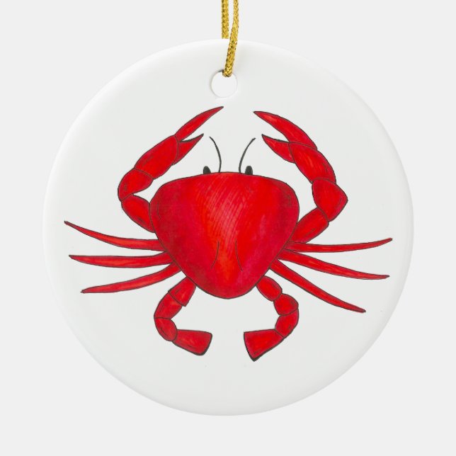Red Maryland Hardshell Crab Crustacean Beach Ceramic Ornament (Front)