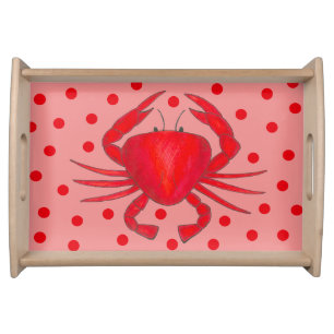 Red Maryland Hardshell Crab Crustacean Beach Serving Tray