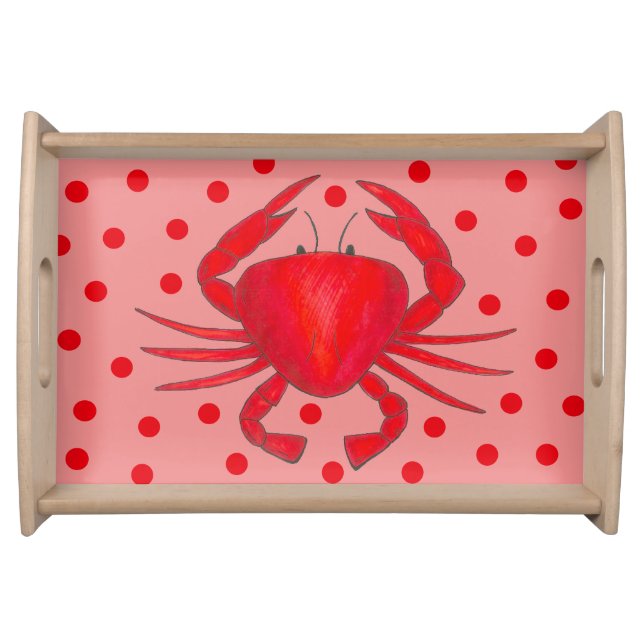 Red Maryland Hardshell Crab Crustacean Beach Serving Tray (Front)