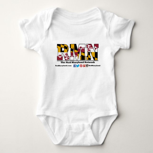 Red Maryland logo baby apparel Baby Bodysuit (Front)
