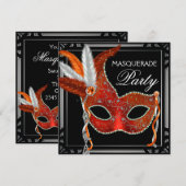 Red Mask Black Red Masquerade Party Invitation | Zazzle