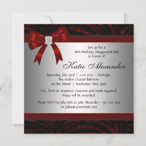 Red Mask Masquerade Party Invitation 