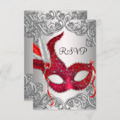 Red Mask Masquerade Party RSVP (Front/Back)
