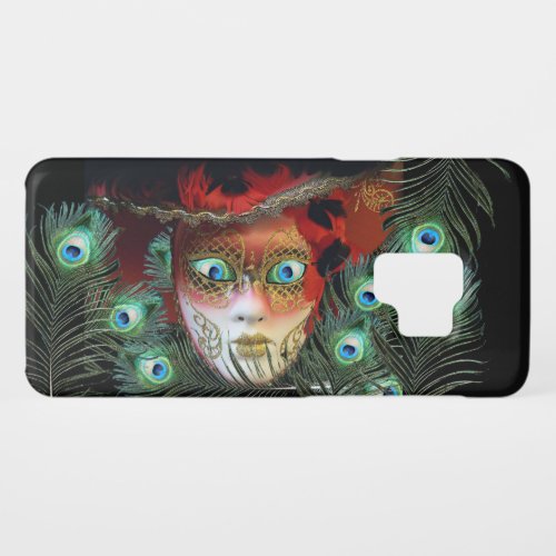 RED MASK WITH  PEACOCK FEATHERS MASQUERADE PARTY Case_Mate SAMSUNG GALAXY S9 CASE