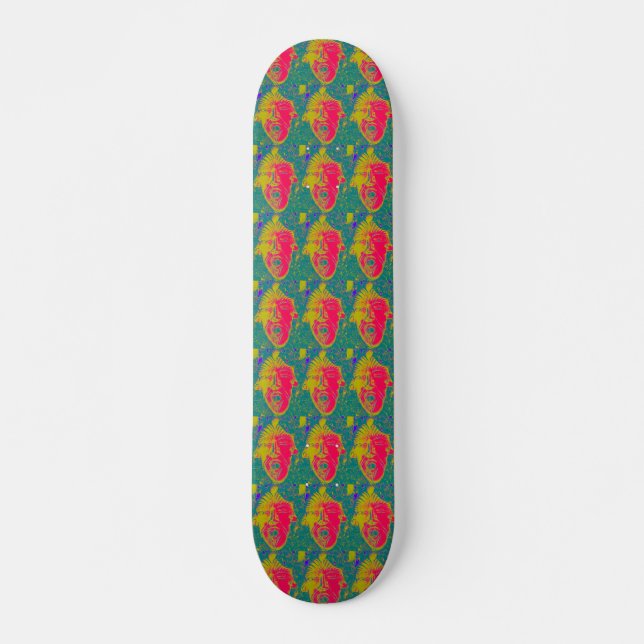 red masks on green skateboard deck (Front)