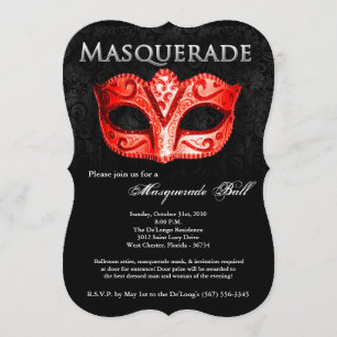 Red Masquerade Ball Mask Costume Halloween Part Invitation
