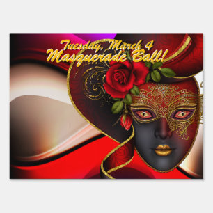 Red Masquerade Ball! Party Sign