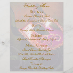 Red Masquerade Ball Wedding Menu Flyer
