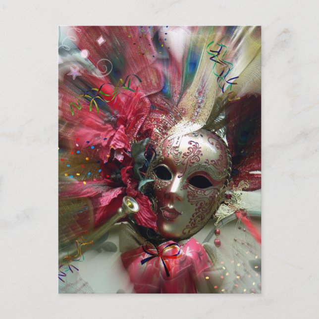 Red Masquerade Mask Fantasy Art Postcard (Front)