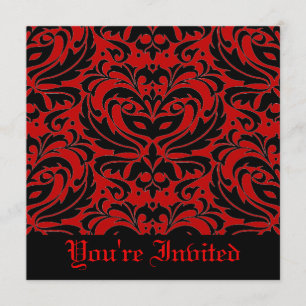 Red Masquerade Mask Halloween Black Invitation