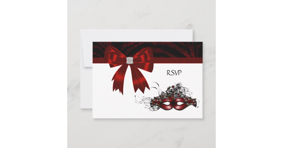 Red Masquerade Party RSVP Card | Zazzle