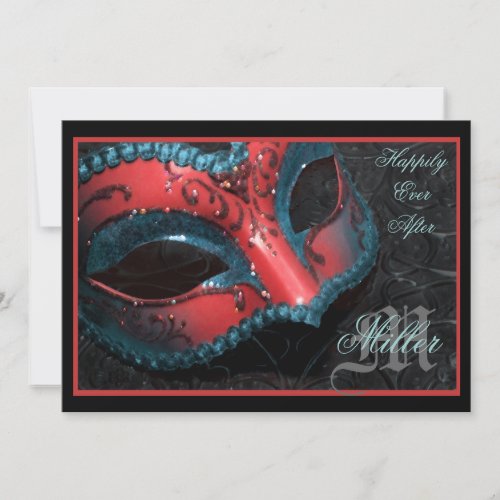 Red Masquerade Renaissance Wedding Invitation