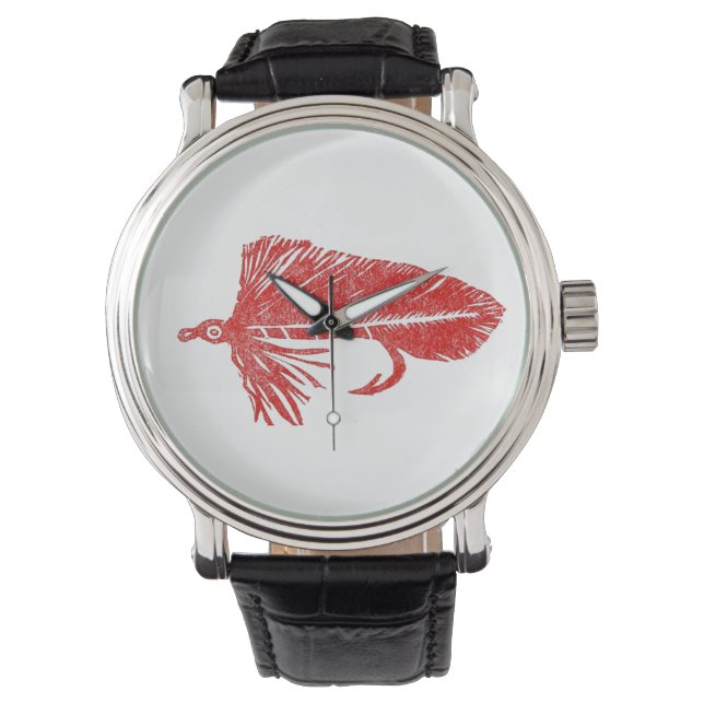 Red Matuka streamer for fly tying & fishing Watch (Front)