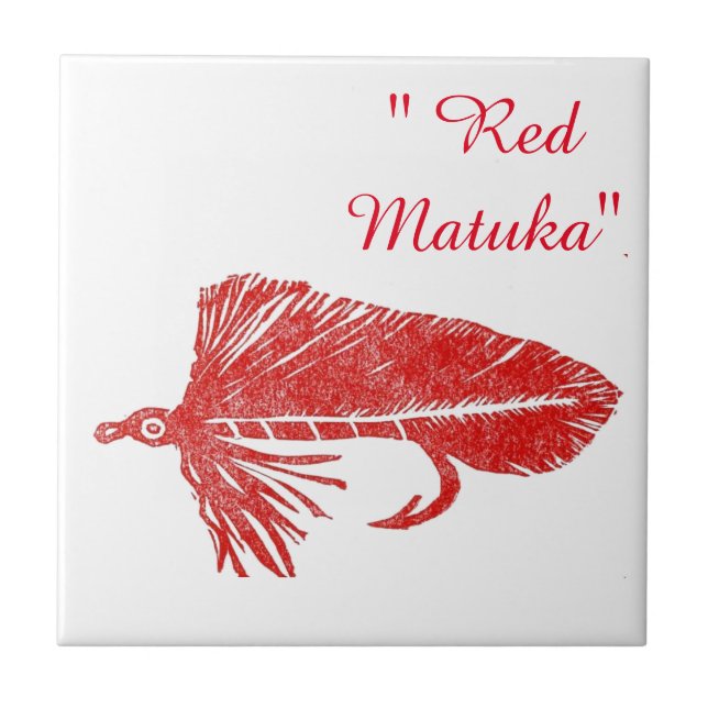 "Red Matuka" streamer trout fly tile. Ceramic Tile (Front)