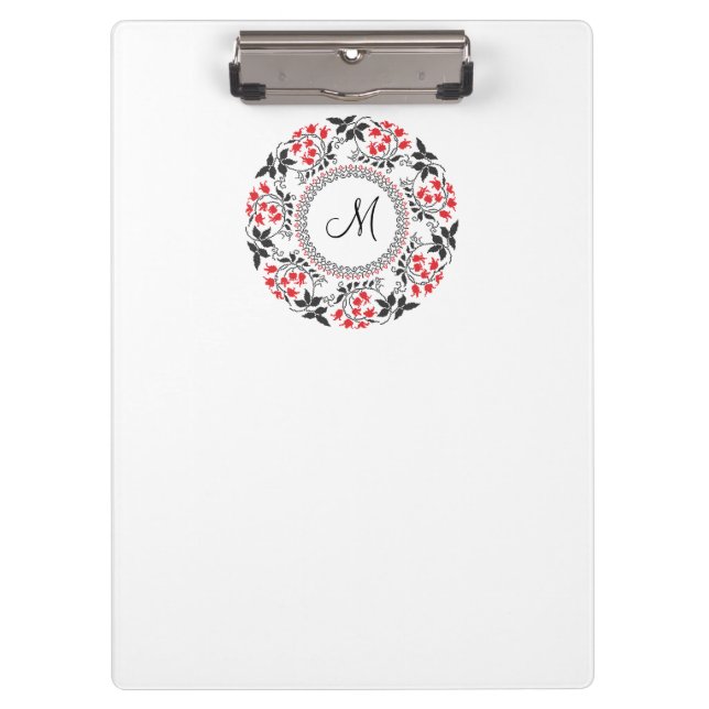Red May lily ring Personalized Monogram Initial Clipboard (Front)