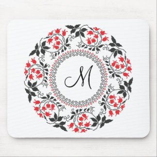Red May lily ring Personalized Monogram Initial Mouse Pad