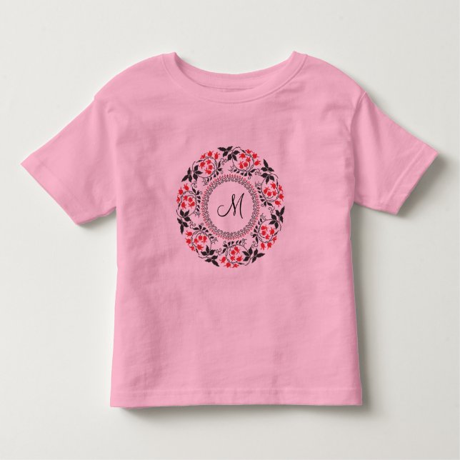 Red May lily ring Personalized Monogram Initial Toddler T-shirt (Front)