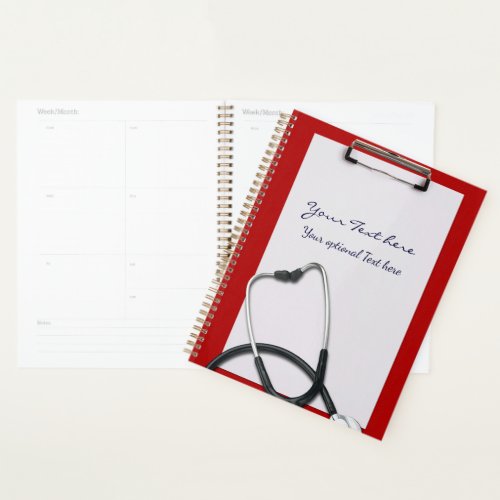 Red Medical Clipboard with Stethoscope Planner