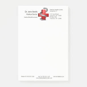 Red Medical Cross Silver Serpent Snake Symbol  Post-it Notes