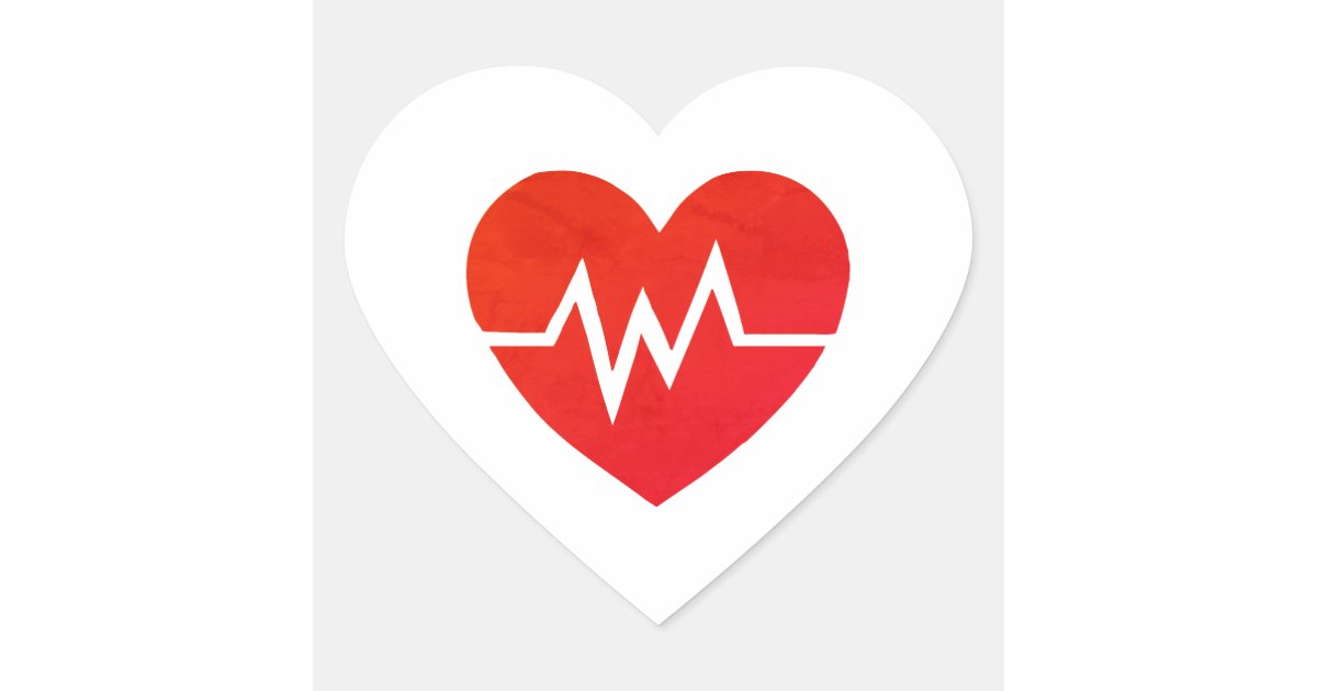 Red Medical EKG Heart Stickers Zazzle