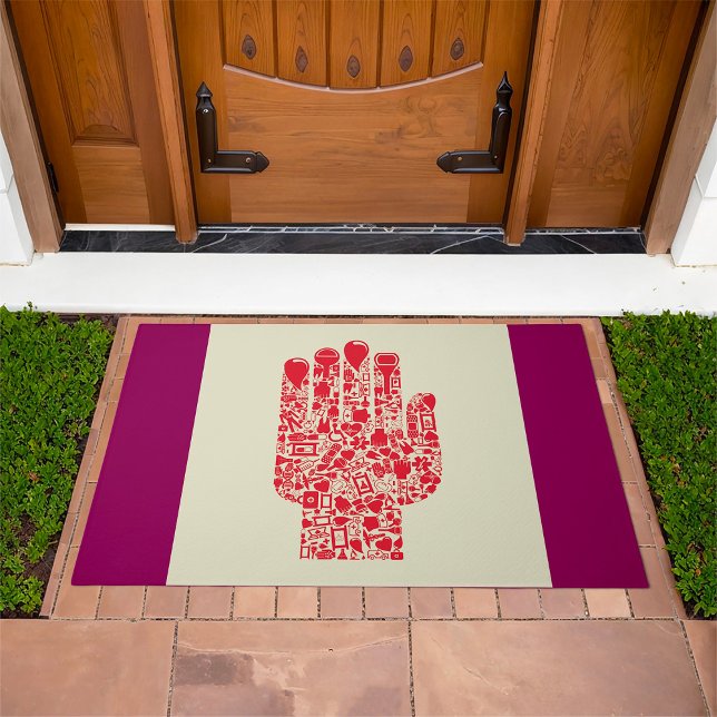 Red Medical Hand Symbol Healthcare Doormat (Creator Uploaded)