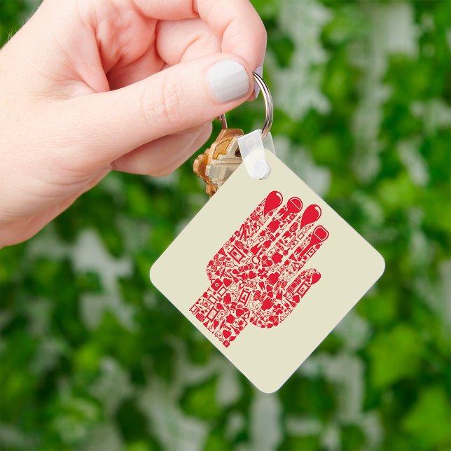Red Medical Hand Symbol Healthcare Keychain (Creator Uploaded)