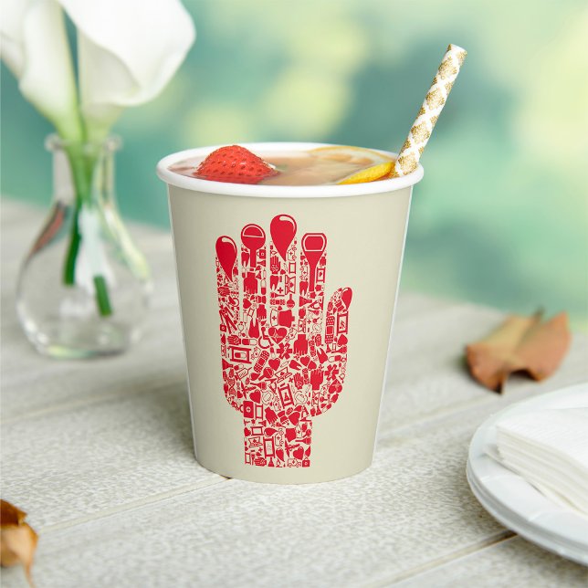 Red Medical Hand Symbol Healthcare Paper Cups (Creator Uploaded)