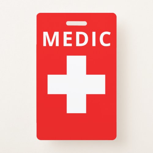 Red Medical Print Custom Name Costume Employee Badge