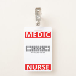 Red Medical Print Nurse Custom Name Employee Badge | Zazzle