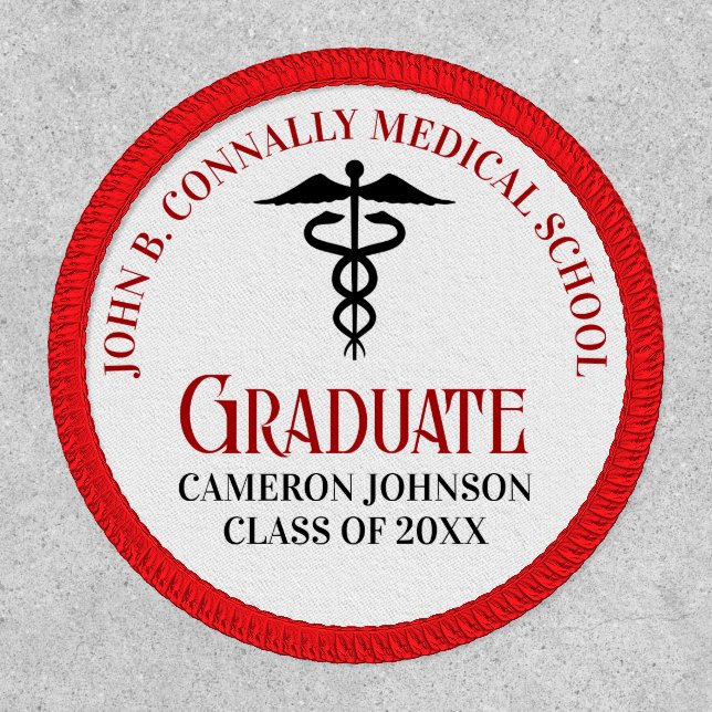 Red Medical School Custom Graduation Patch (Front)