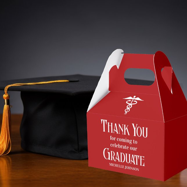 Red Medical School Customized Graduation Party Favor Boxes (Creator Uploaded)