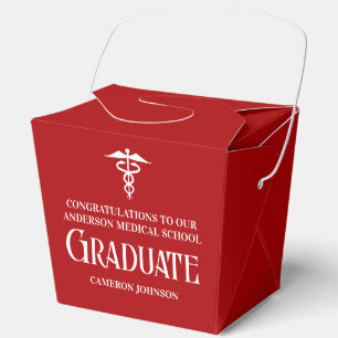 Red Medical School Graduation Party Fortune Favor Boxes