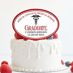 Red Medical School Graduation Party Personalized Cake Topper