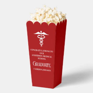 Red Medical School Graduation Party Popcorn Favor Boxes