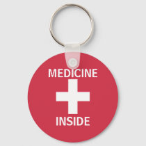 Red Medicine Inside First Aid Symbol Medication Keychain