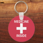 Red Medicine Inside First Aid Symbol Medication Keychain (Front)