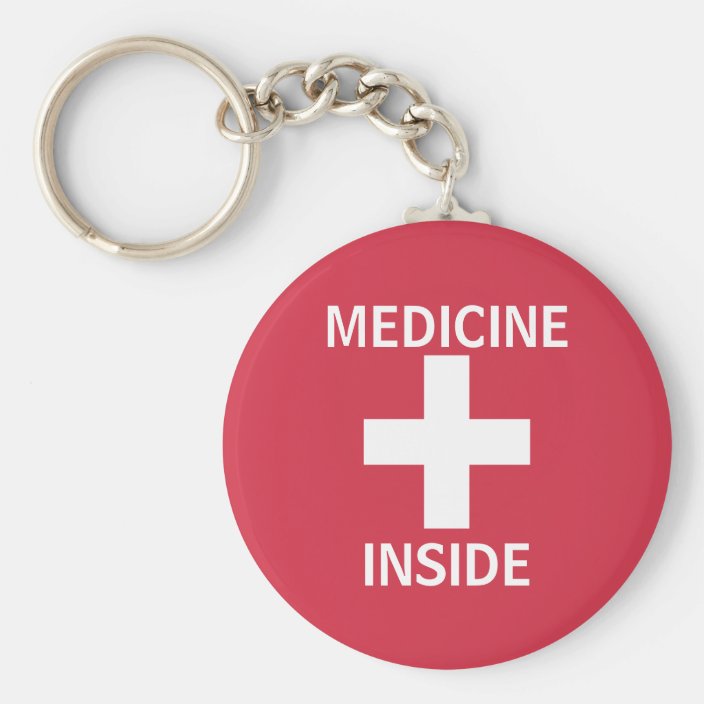 Red Medicine Inside First Aid Symbol Medication Keychain | Zazzle.com